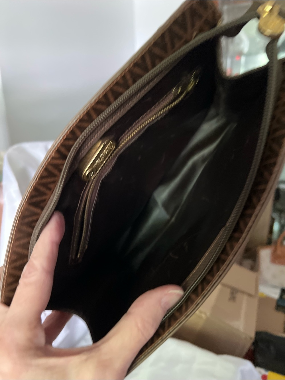 Mario Valentino Brown Monogram Clutch - Picture 6 of 7
